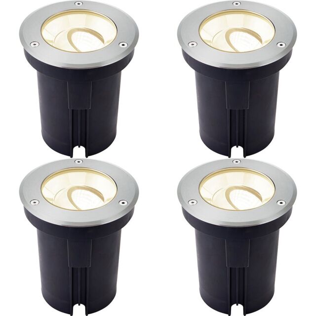 Loops 4 PACK Stainless Steel IP67 Ground Light - 13W Warm White LED - Tilting Head in Metallics - image 1