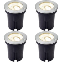 Loops 4 PACK Stainless Steel IP67 Ground Light - 13W Warm White LED - Tilting Head in Metallics