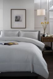 The Lyndon Company St Quentin 100% Cotton Reversible Duvet Bedlinen - Deyongs 1846 in Grey - Size: Super King - thumbnail 2