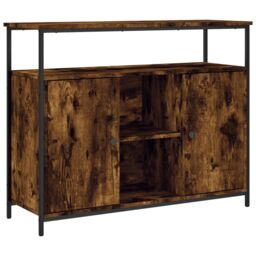 Berkfield Home Sideboard Smoked Oak 100x35x80 cm Engineered Wood in Brown - Size: 100 x 35 x 80 cm - thumbnail 2