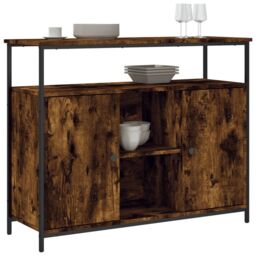 Berkfield Home Sideboard Smoked Oak 100x35x80 cm Engineered Wood in Brown - Size: 100 x 35 x 80 cm - thumbnail 3