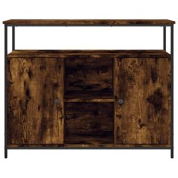 Berkfield Home Sideboard Smoked Oak 100x35x80 cm Engineered Wood in Brown - Size: 100 x 35 x 80 cm - thumbnail 6