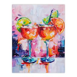 "Artery8 Aperol Spritz Cocktails Oil Painting Colourful Wall Art Print in Orange - Size: W12"" x H16""" - thumbnail 1