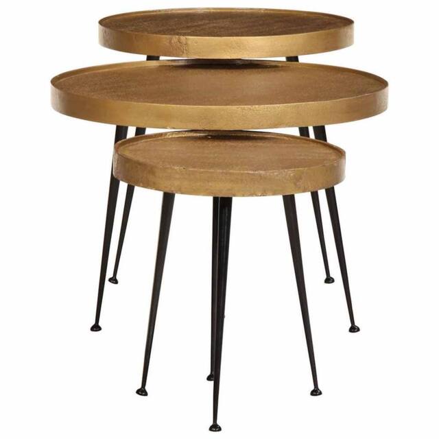 Berkfield Home Coffee Table¬†3 pcs Golden Engineered Wood in Gold - image 1
