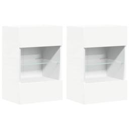 Berkfield Home TV Wall Cabinets with LED Lights 2 pcs White 40x30x60.5 cm - thumbnail 3