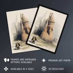 "Artery8 Luxor Temple Ramses II Statue D. Roberts Vintage Wall Art Print Poster in Beige - Size: W18"" x H24""" - thumbnail 2