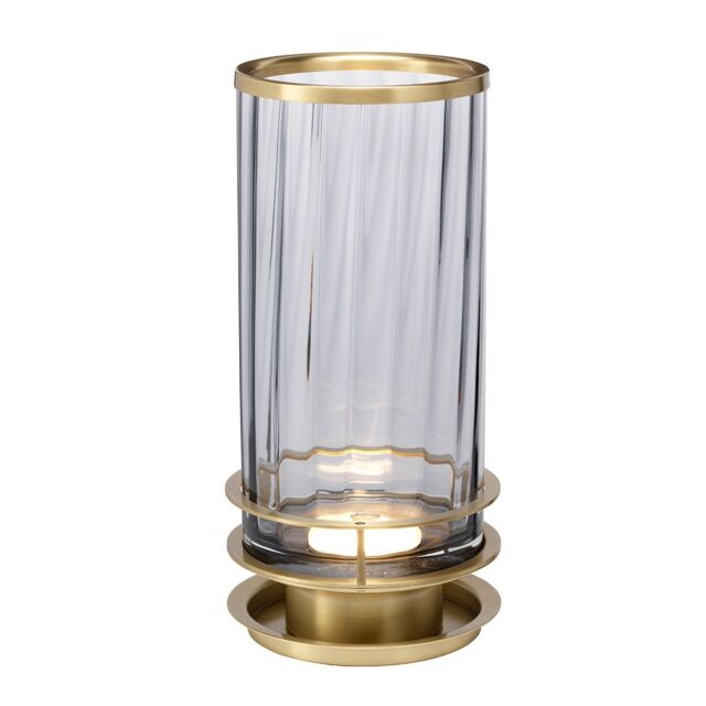 Netlighting Arno Table Lamp Metalwork Aged Brass Smoked Glass in Yellow - image 1