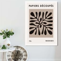 ARTZE Beige & Black Matisse Style Floral Cutout Framed Print SIZE: A4 with White Frame - thumbnail 2