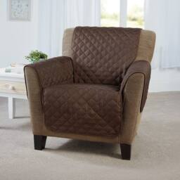 Coopers of Stortford Quilted Armchair Cover Reversible Furniture Protector in Brown