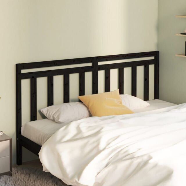 Berkfield Home Bed Headboard Black 206x4x100 cm Solid Wood Pine - Size: 206 x 4 x 100 cm - image 1
