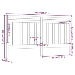 Berkfield Home Bed Headboard Black 206x4x100 cm Solid Wood Pine - Size: 206 x 4 x 100 cm - thumbnail 6