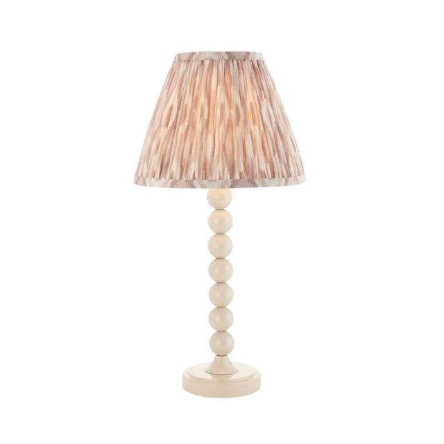 Netlighting Higgledy Gloss Almond White Table Lamp Fabric Ikat Shade 25cm E14 - image 1