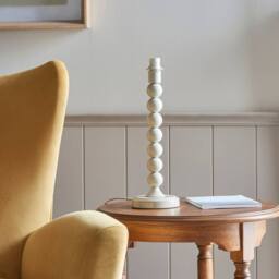 Netlighting Higgledy Gloss Almond White Table Lamp Fabric Ikat Shade 25cm E14 - thumbnail 5