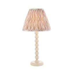 Netlighting Higgledy Gloss Almond White Table Lamp Fabric Ikat Shade 25cm E14 - thumbnail 1