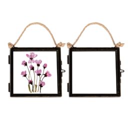"Nicola Spring 2x Hanging Metal Photo Frames - 4"" x 4"" - Black - Picture Frame Wall Mounted Frame with Rope"