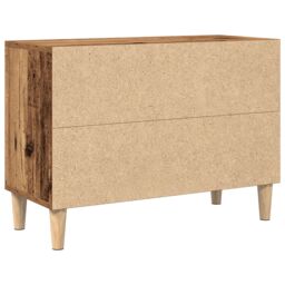 Berkfield Home TV Cabinet with Wooden Leg Old Wood 69.5x30x50 cm in Brown - thumbnail 5