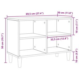 Berkfield Home TV Cabinet with Wooden Leg Old Wood 69.5x30x50 cm in Brown - thumbnail 9