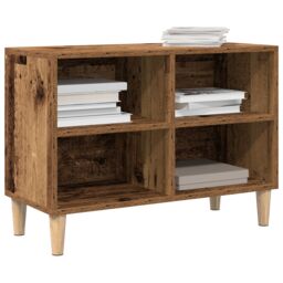 Berkfield Home TV Cabinet with Wooden Leg Old Wood 69.5x30x50 cm in Brown - thumbnail 3