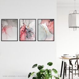 Artery8 A4 Wall Art & Frame Set of 3 Abstract Coral Grey Agate Stone Marble - thumbnail 2