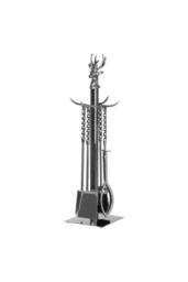 KDMD Hand Turned Stag Companion Set in Polished Nickel - Luxury Decor in Silver - thumbnail 1