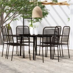 Berkfield Home 7 Piece Garden Dining Set Black - thumbnail 1