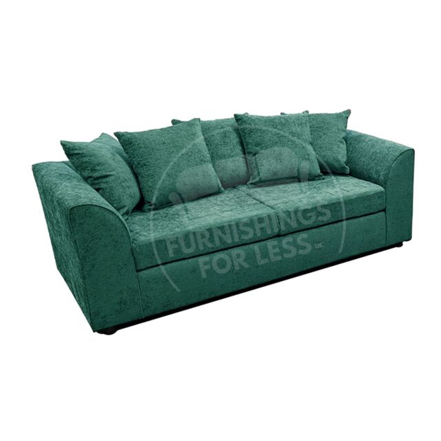 Furnishings For Less UK Monaco Chenille Fabric 3 Seater Sofa Scatter Back Curved Arm in Teal - image 1