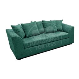 Furnishings For Less UK Monaco Chenille Fabric 3 Seater Sofa Scatter Back Curved Arm in Teal