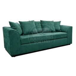 Furnishings For Less UK Monaco Chenille Fabric 3 Seater Sofa Scatter Back Curved Arm in Teal - thumbnail 3