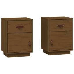 Berkfield Home Bedside Cabinets 2 pcs Honey Brown 40x34x55 cm Solid Wood Pine - Size: 40 x 34 x 55 cm