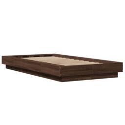 Berkfield Home Durable Bed Frame with LED Lights without Mattress Brown Oak 90x190cm - Size: 90x190 cm - thumbnail 7