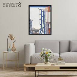 "Artery8 Dyers Quarters Kanda Framed Canvas Wall Art Print Utagawa Hiroshige in Blue - Size: W12"" x H16""" - thumbnail 3