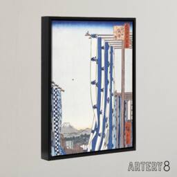 "Artery8 Dyers Quarters Kanda Framed Canvas Wall Art Print Utagawa Hiroshige in Blue - Size: W12"" x H16""" - thumbnail 2