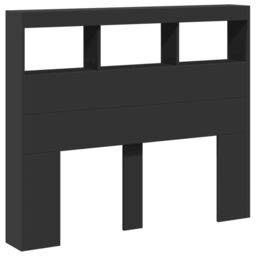 Berkfield Home Headboard Cabinet with LED Black 120x17x102 cm - Size: 120 x 17 x 102 cm - thumbnail 3