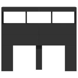 Berkfield Home Headboard Cabinet with LED Black 120x17x102 cm - Size: 120 x 17 x 102 cm - thumbnail 6