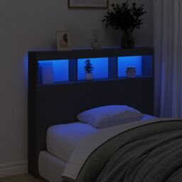 Berkfield Home Headboard Cabinet with LED Black 120x17x102 cm - Size: 120 x 17 x 102 cm - thumbnail 4
