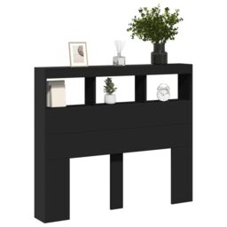 Berkfield Home Headboard Cabinet with LED Black 120x17x102 cm - Size: 120 x 17 x 102 cm - thumbnail 5