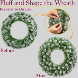 Christow Christmas Wreath Frosted Green Artificial Door Decoration 45cm (S) 60cm (L) - Size: Large - thumbnail 5