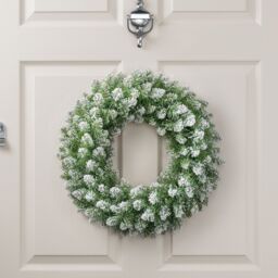 Christow Christmas Wreath Frosted Green Artificial Door Decoration 45cm (S) 60cm (L) - Size: Large - thumbnail 1