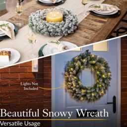 Christow Christmas Wreath Frosted Green Artificial Door Decoration 45cm (S) 60cm (L) - Size: Large - thumbnail 3
