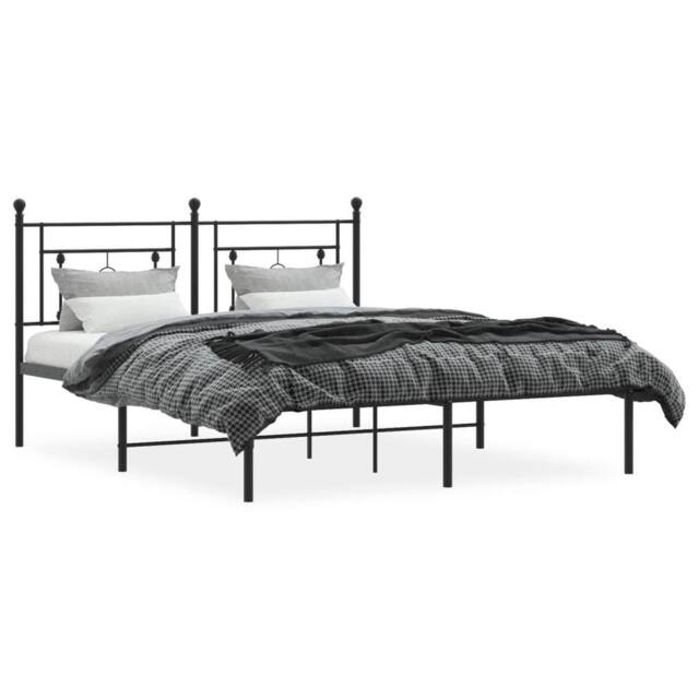 Berkfield Home Metal Bed Frame with Headboard Black 160x200 cm - image 1
