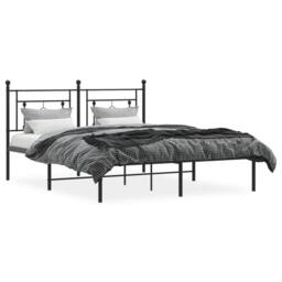 Berkfield Home Metal Bed Frame with Headboard Black 160x200 cm - thumbnail 1