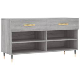 Berkfield Home Shoe Bench Grey Sonoma 102x35x55 cm Engineered Wood - Size: 102 x 35 x 55 cm - thumbnail 1