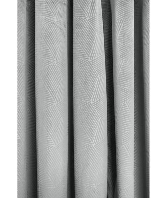 New Edge Blinds Deco Lined Eyelet Geometric Curtains in Grey - Size: 116 cm width x 137 cm drop - image 1