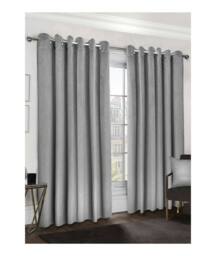 New Edge Blinds Deco Lined Eyelet Geometric Curtains in Grey - Size: 116 cm width x 137 cm drop - thumbnail 4