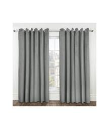 New Edge Blinds Deco Lined Eyelet Geometric Curtains in Grey - Size: 116 cm width x 137 cm drop - thumbnail 2