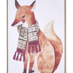 Wyld and Coco Fox Canvas Print 93 x 63 cm - Brown MDF Frame - Size: 99 cm x 66 cm - thumbnail 2