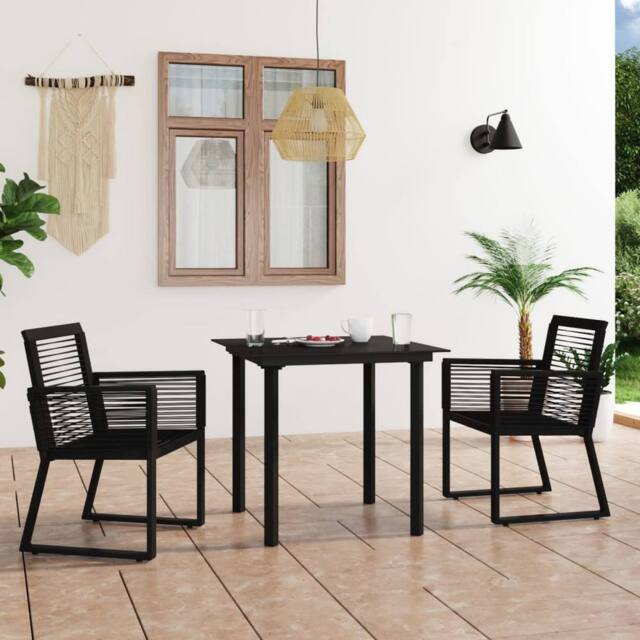 Berkfield Home 3 Piece Outdoor Dining Set PVC Rattan Black - image 1
