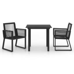 Berkfield Home 3 Piece Outdoor Dining Set PVC Rattan Black - thumbnail 2