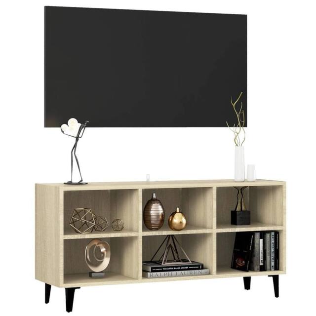 Berkfield Home TV Cabinet with Metal Legs Sonoma Oak 103.5x30x50 cm in Light Tan - image 1