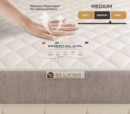 DS Living Haven Medium Memory Spring Essentials Mattress in Grey - Size: Small Single - thumbnail 8